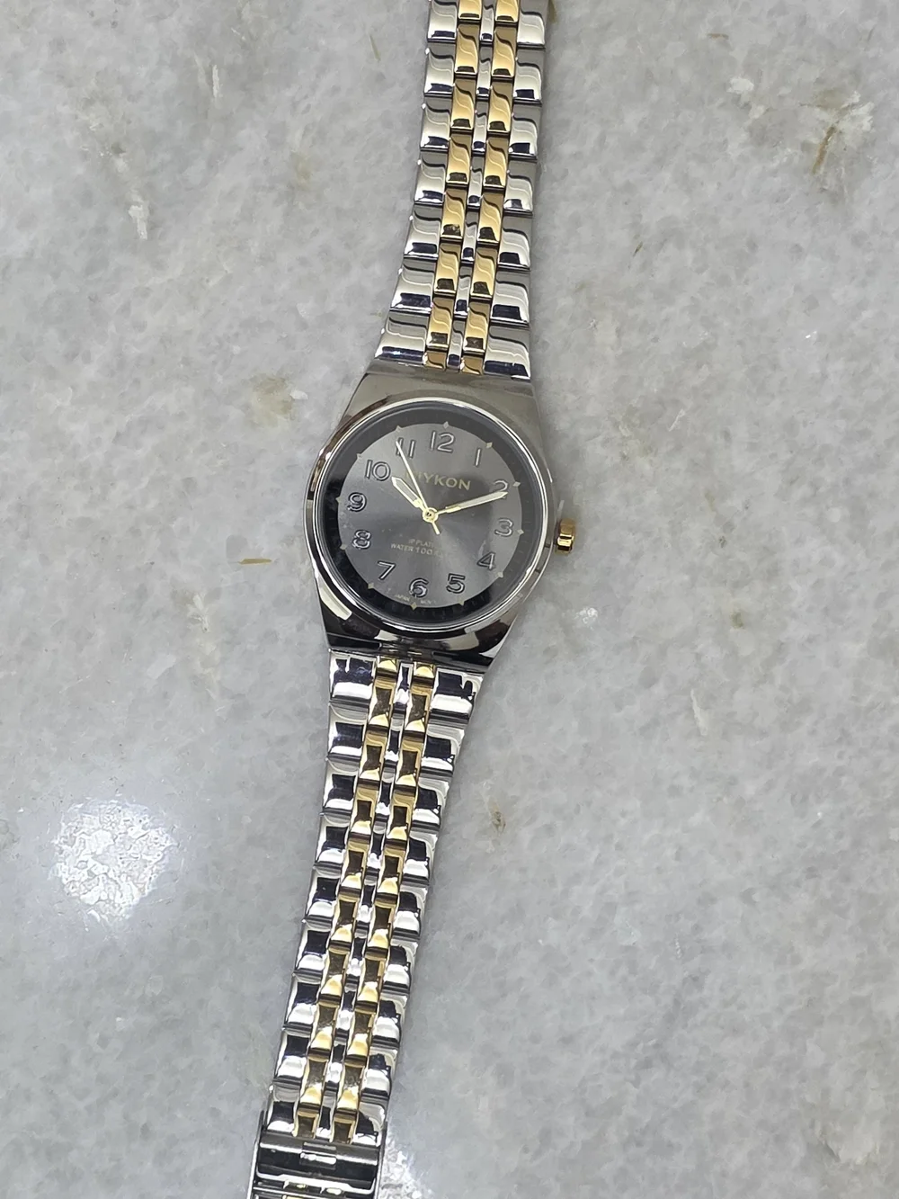 Miykon Two Tone Watch Gray Dial Stainless Steel Silver and Gold Unisex
